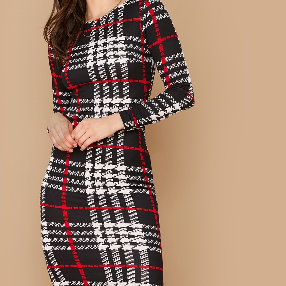 Plaid Long-sleeve Dress